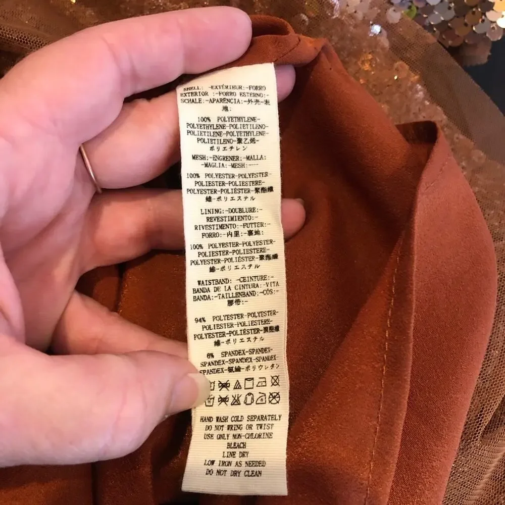 Free People copper bronze sequin open back dress size 4
